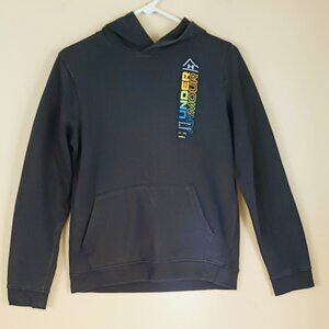 Under Armour Boys Banner Hoodie YXL Black Pullover Kangaroo Pocket